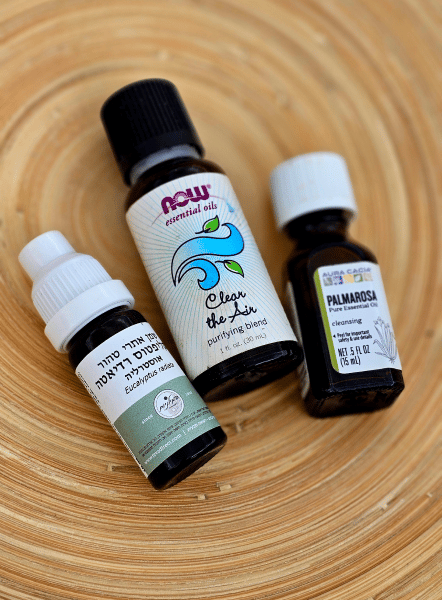 Bottles of oil on a plate