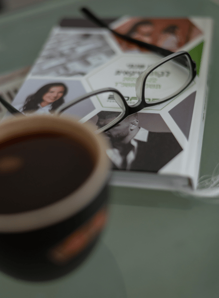 Glassess and cup of coffee